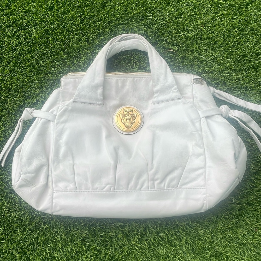 Vintage Gucci Hysteria satchel Bag white soft lambskin leather